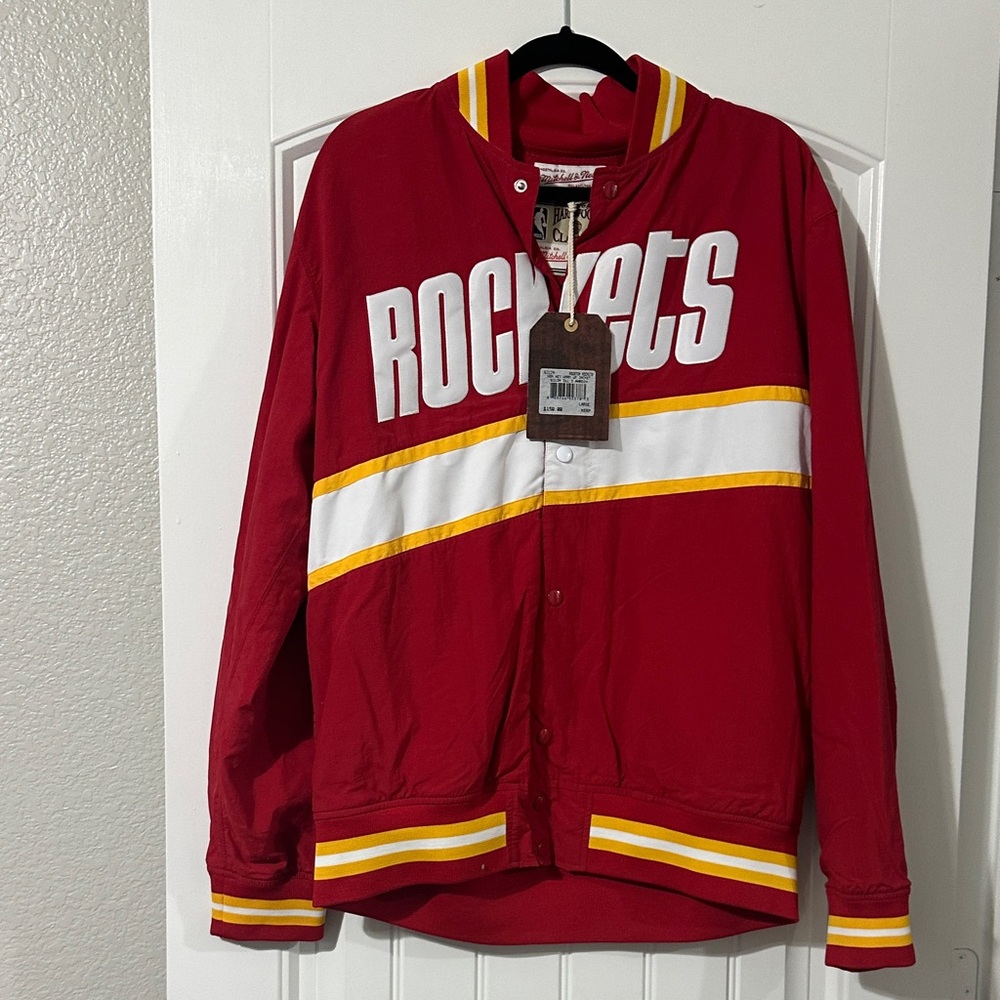 Mitchell & Ness Red Houston Jacket with Yellow Accents